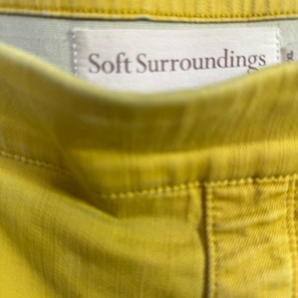 Soft Surroundings Pull On Stretch Pants Mustard Comfort Chic Everyday Neutral - Picture 6 of 11